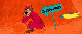 Screenshots from the 1958 MGM cartoon Sheep Wrecked