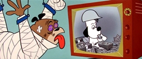 Screenshots from the 1958 MGM cartoon Mutts About Racing