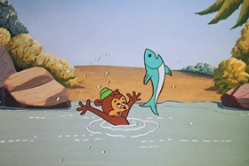 Screenshots from the 1958 Walter Lantz cartoon Salmon Yeggs
