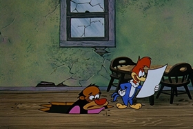 Screenshots from the 1958 Walter Lantz cartoon Half-Empty Saddles