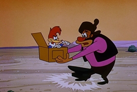 Screenshots from the 1958 Walter Lantz cartoon Half-Empty Saddles