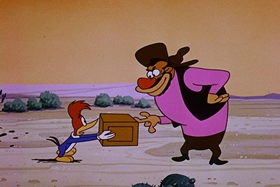 Screenshots from the 1958 Walter Lantz cartoon Half-Empty Saddles