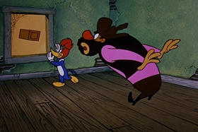 Screenshots from the 1958 Walter Lantz cartoon Half-Empty Saddles