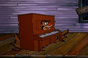 Screenshots from the 1958 Walter Lantz cartoon Half-Empty Saddles