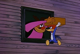 Screenshots from the 1958 Walter Lantz cartoon Half-Empty Saddles