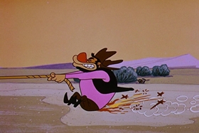 Screenshots from the 1958 Walter Lantz cartoon Half-Empty Saddles