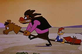 Screenshots from the 1958 Walter Lantz cartoon Half-Empty Saddles