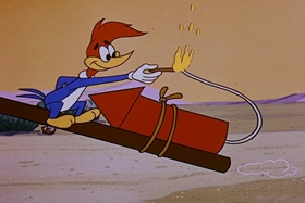 Screenshots from the 1958 Walter Lantz cartoon Half-Empty Saddles