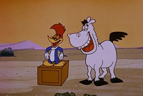 Screenshots from the 1958 Walter Lantz cartoon Half-Empty Saddles