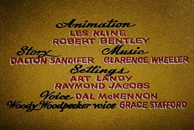 Screenshots from the 1958 Walter Lantz cartoon Half-Empty Saddles