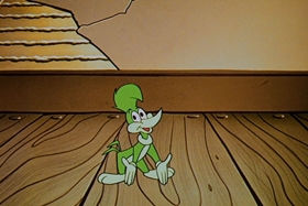 Screenshots from the 1958 Walter Lantz cartoon His Better Elf
