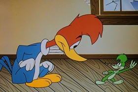 Screenshots from the 1958 Walter Lantz cartoon His Better Elf