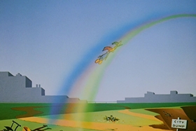 Screenshots from the 1958 Walter Lantz cartoon His Better Elf