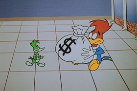 Screenshots from the 1958 Walter Lantz cartoon His Better Elf