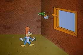 Screenshots from the 1958 Walter Lantz cartoon His Better Elf