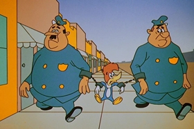 Screenshots from the 1958 Walter Lantz cartoon His Better Elf