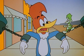 Screenshots from the 1958 Walter Lantz cartoon His Better Elf