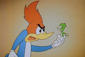 Screenshots from the 1958 Walter Lantz cartoon His Better Elf