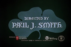 Screenshots from the 1958 Walter Lantz cartoon His Better Elf