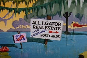 Screenshots from the 1958 Walter Lantz cartoon Everglade Raid