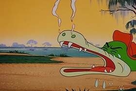 Screenshots from the 1958 Walter Lantz cartoon Everglade Raid