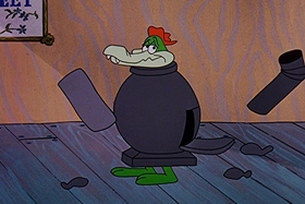 Screenshots from the 1958 Walter Lantz cartoon Everglade Raid