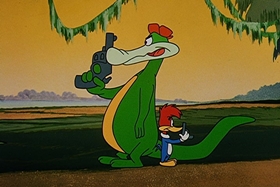 Screenshots from the 1958 Walter Lantz cartoon Everglade Raid