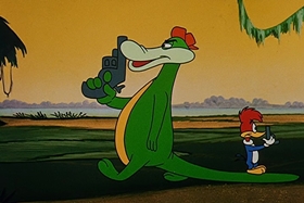 Screenshots from the 1958 Walter Lantz cartoon Everglade Raid