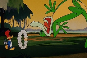 Screenshots from the 1958 Walter Lantz cartoon Everglade Raid