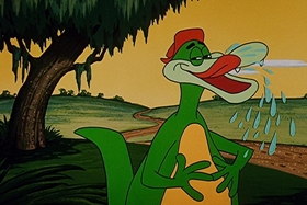 Screenshots from the 1958 Walter Lantz cartoon Everglade Raid