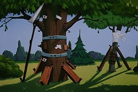 Screenshots from the 1958 Walter Lantz cartoon Tree