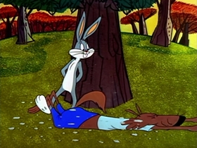 Screenshots from the 1958 Warner Bros. cartoon Hare-Less Wolf