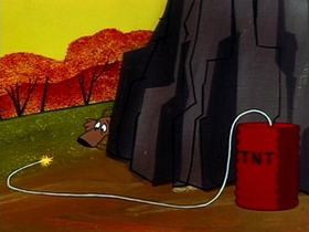 Screenshots from the 1958 Warner Bros. cartoon Hare-Less Wolf