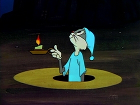 Screenshots from the 1958 Warner Bros. cartoon Hare-Less Wolf