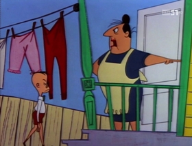 Screenshots from the 1958 Warner Bros. cartoon A Waggily Tale