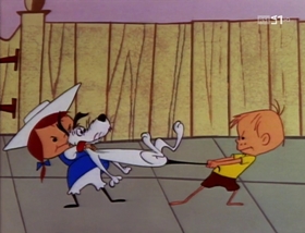 Screenshots from the 1958 Warner Bros. cartoon A Waggily Tale