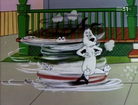 Screenshots from the 1958 Warner Bros. cartoon A Waggily Tale