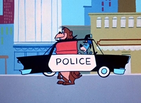 Screenshots from the 1958 Hanna-Barbera cartoon Huckleberry Hound Meets Wee Willie