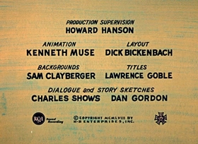 Screenshots from the 1958 Hanna-Barbera cartoon Huckleberry Hound Meets Wee Willie