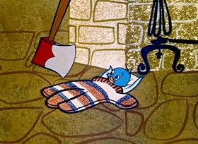 Screenshots from the 1958 Hanna-Barbera cartoon Slumber Party Smarty