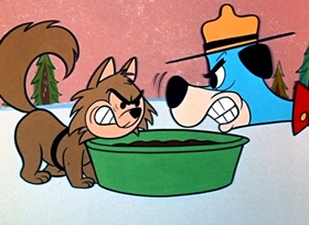 Screenshots from the 1958 Hanna-Barbera cartoon Tricky Trapper