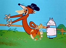 Screenshots from the 1958 Hanna-Barbera cartoon Kit Kat Kit