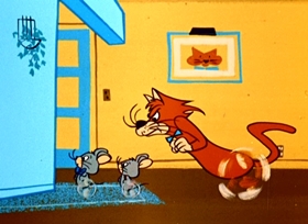 Screenshots from the 1958 Hanna-Barbera cartoon Kit Kat Kit