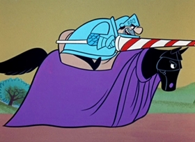 Screenshots from the 1958 Hanna-Barbera cartoon Sir Huckleberry Hound