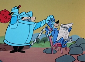 Screenshots from the 1958 Hanna-Barbera cartoon Sir Huckleberry Hound