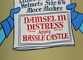 Screenshots from the 1958 Hanna-Barbera cartoon Sir Huckleberry Hound