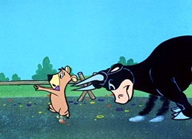 Screenshots from the 1958 Hanna-Barbera cartoon Big Bad Bully