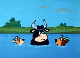Screenshots from the 1958 Hanna-Barbera cartoon Big Bad Bully