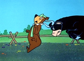 Screenshots from the 1958 Hanna-Barbera cartoon Big Bad Bully