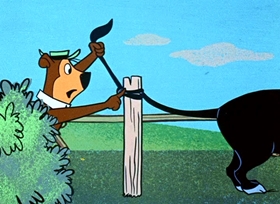Screenshots from the 1958 Hanna-Barbera cartoon Big Bad Bully